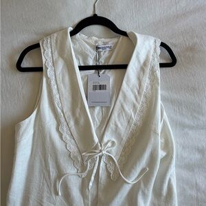 Princess Polly Ivory Lace-Trim Tie Front Tank